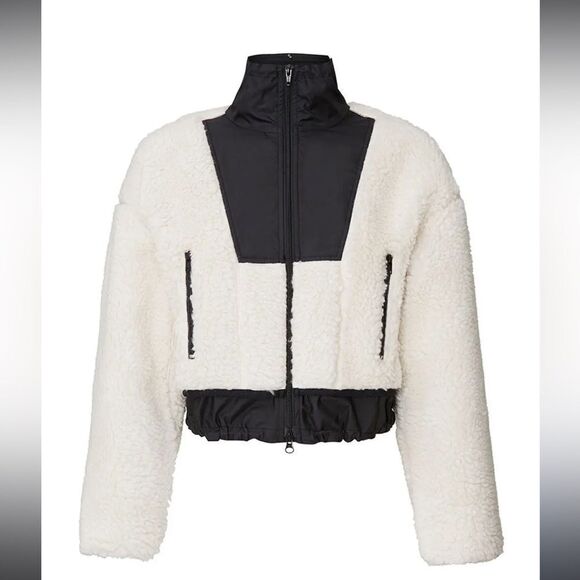 Ena Pelly PIA Faux Fur Shearling Bomber Jacket Cream and Black NWT Sz 6 - Picture 3 of 15